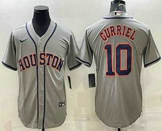 Men%27s Houston Astros #10 Yuli Gurriel Grey Stitched MLB Cool Base Nike Jersey->houston astros->MLB Jersey